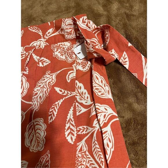 Ann Taylor Factory Women's Size 2 Brown White Floral Tulip Hem Skirt Beach - Picture 3 of 10